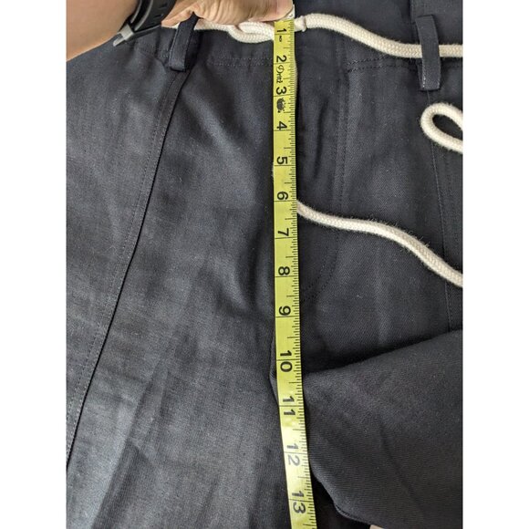VINCE High Rise Linen Blend Cropped Pants Black Rope Belt Women's Size 10 - Picture 9 of 13